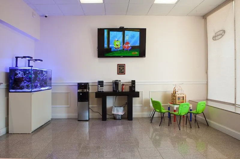 Inside view of lobby and seating area